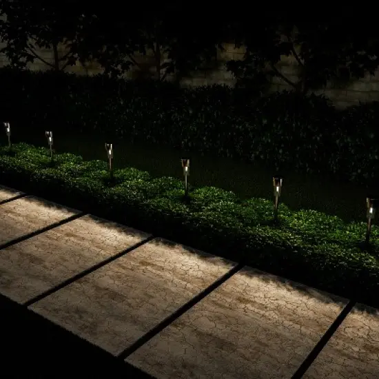 Nature Spring Solar Path Lights With Rechargeable Batteries - 12.2", Set of 12, Silver image {3}