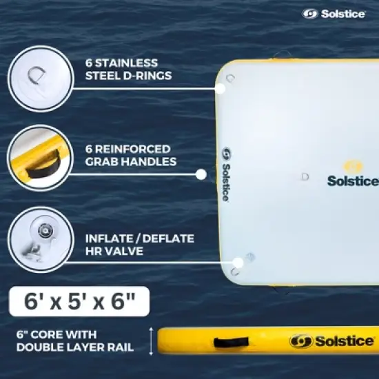 Solstice 6 x 5 ft Heavy Duty Inflatable Floating Dock Water Lounger Rafting Platform Table Bed w/Pump & Storage Bag for Lakes, Pools, & Rivers, Multi image {5}
