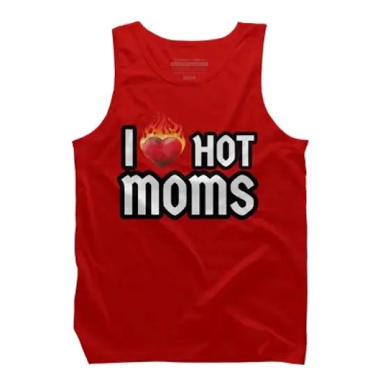 Men's Design By Humans I Love Hot Moms Heart By Metavera Tank Top image {4}