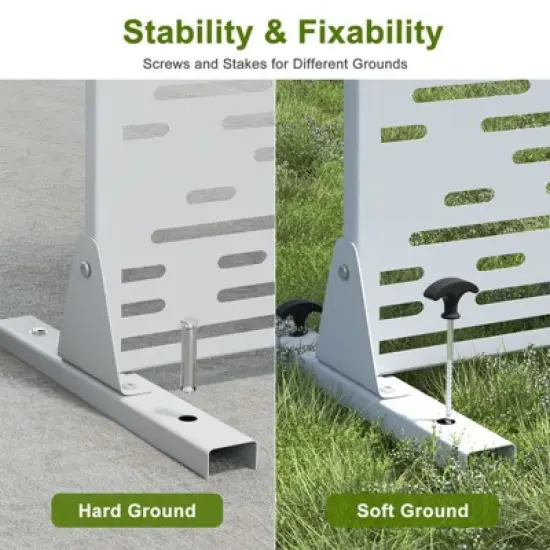 Pexfix 72 x 35 Inch Metal Privacy Screen Freestanding Outdoor Divider Panel For Patio Deck Balcony Heavy Duty Base Weatherproof White Light Shadow image {3}