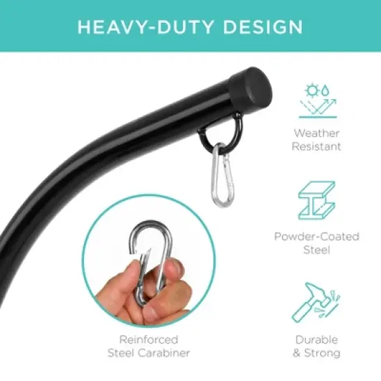 Best Choice Products Metal Hanging Hammock C-Stand for Chair/ Weather-Resistant Finish, Offset Base - Stand Only image {1}