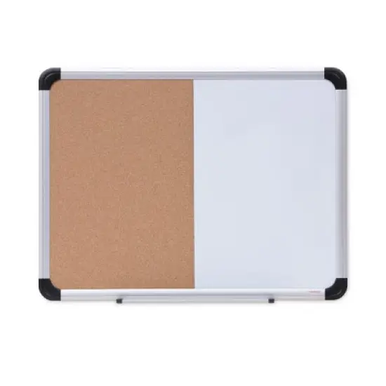 Universal Cork/Dry Erase Board, Melamine, 24 x 18, Tan/White Surface, Gray/Black Aluminum/Plastic Frame image {7}