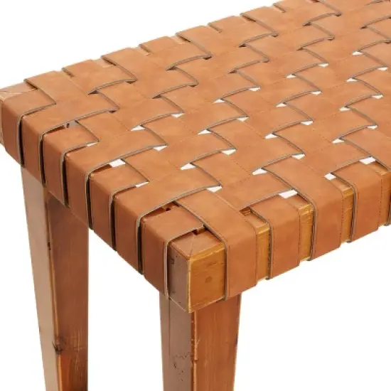 Rustic Birch Wood Bench Brown - Olivia & May image {4}