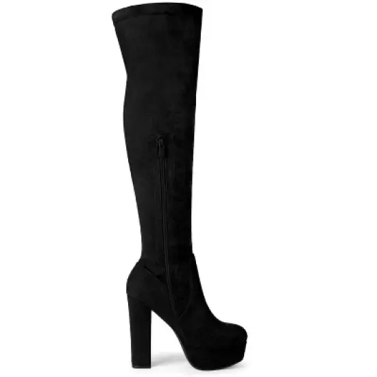 Allegra K Women's Platform Block Heel Over Knee High Boots image {6}