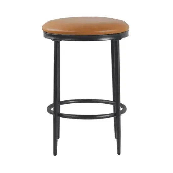 Upholstered Metal Barstool - HomePop image {4}