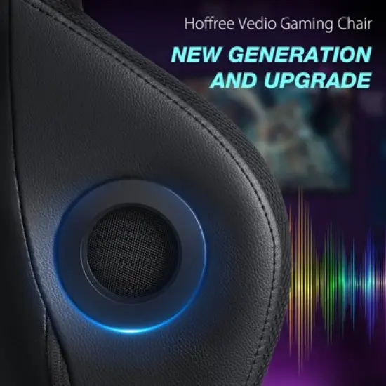 Hoffree Massage Reclining Gaming Chair Ergonomic Office PC Chair with Bluetooth Speaker & RGB Light image {2}