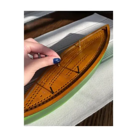 AreYouGame.com Canoe Cribbage Board Game: Strategy Board Game for Two Players with Pegs & Instructions image {8}