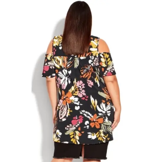 Women's Plus Size Claire Cold Shoulder Print Tunic  - Avalon | AVENUE image {1}