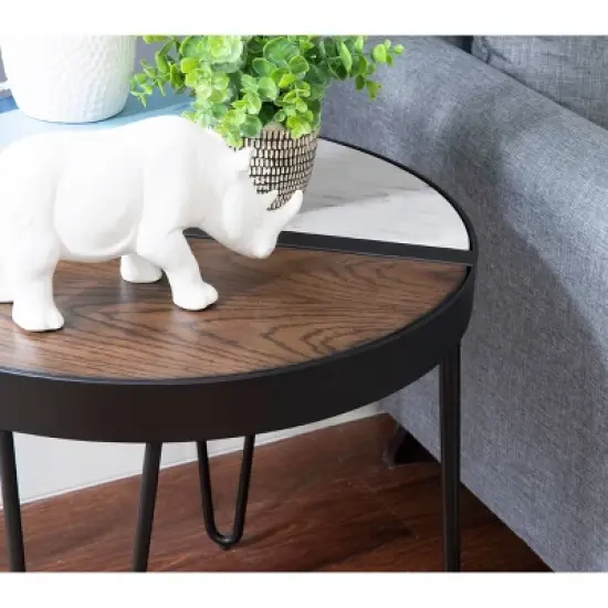 Rivendell Side Table Walnut/White - Linon image {7}