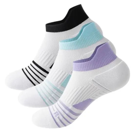 Anna-Kaci 3 Pairs Cushioned Sport Ankle Socks with Arch Support Breathable Stretch Mesh Knit Athletic Low-Cut Design image {7}