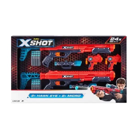 X-Shot EXCEL Combo Pack - Two Hawk Eye & Two Micro Blasters by ZURU image {1}