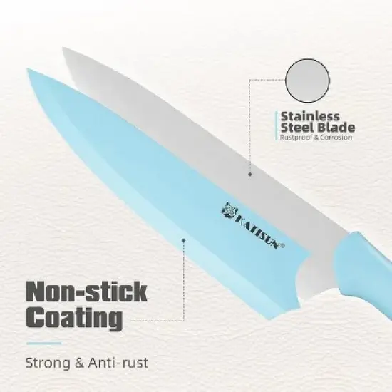 14 Pieces Fancy Rainbow Titanium Coating Kitchen Knife Set image {3}