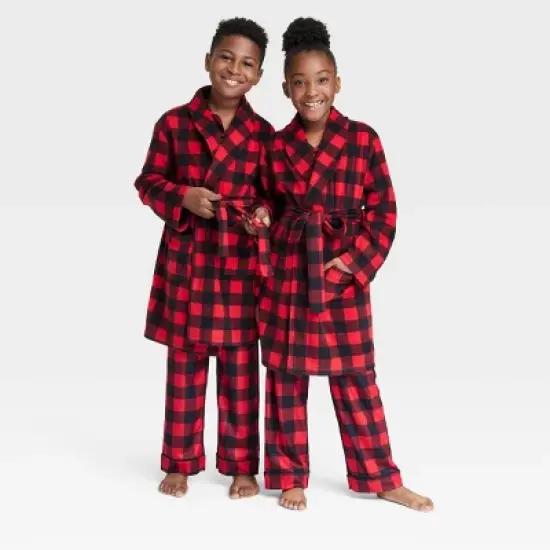 Kids' Buffalo Check Matching Family Robe - Wondershop&trade; Red image {5}