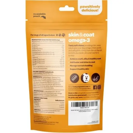 Ready Pet Go Skin & Coat Omega-3 Health Chews, Omega-3 Fish Oil for Dogs Skin & Coat and Heart & Joint Support, Fish & Cheese Flavor, 60 or 90ct image {1}
