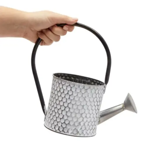 Okuna Outpost Galvanized Metal Watering Can Vase for Indoor Outdoor Plant, Succulents (5.1 x 10 in) image {4}