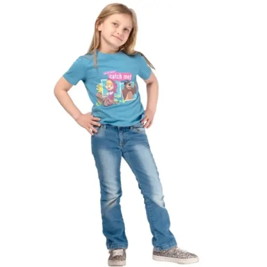 Masha and the Bear You'll Never Catch Me T-Shirt, Masha Riding Tricyle Graphic, Machine Washable - Toddler image {4}