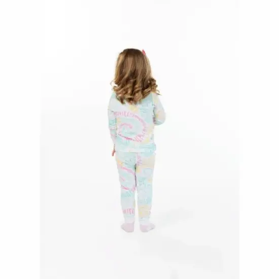 Sleep On It Infant/Toddler Girls Tie-Dye Pastels Snug Fit 2-Piece Pajama Sleep Set With Matching Socks image {2}