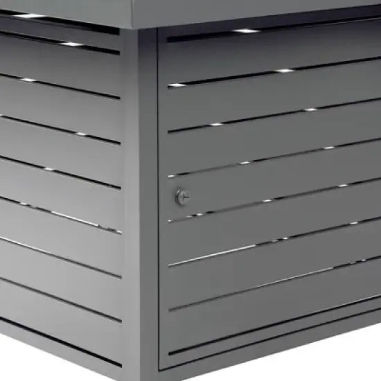 Oakland Living Aluminum Rectangle 48" x 36" 55000 BTUs Propane Wood Texture Panel Design Outdoor Patio Dining Table Gray image {5}