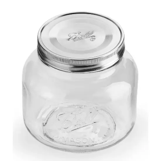 Ball 64oz Glass Half Gallon Storage Jar Clear: Dishwasher-Safe, Wide Neck, 6" Height, 2.5 lbs image {1}