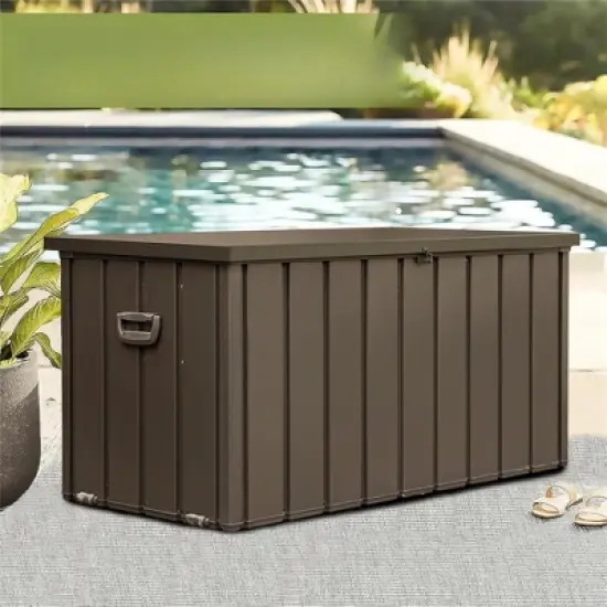 DSVIMOY 100GAL Outdoor Storage Deck Box with 4 Wheels, Large Patio Storage Bin for Outside Cushions image {6}
