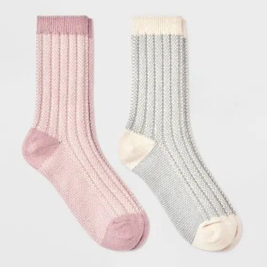 Women's 2pk Lightweight Super Soft Ribbed Checker Crew Socks - All in Motion&trade; 4-10 image {3}