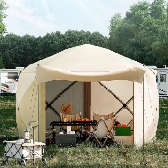 GustoWave 5-Sided Pop-Up Screen Tent Gazebo, Canopy Shelter for Patio, Backyard Lawn image {5}