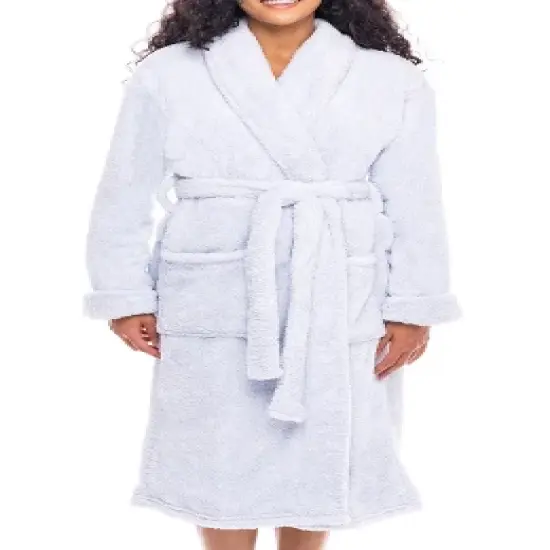 Women's Fuzzy Plush Fleece Winter Robe, Warm Soft Bathrobe for Her image {6}