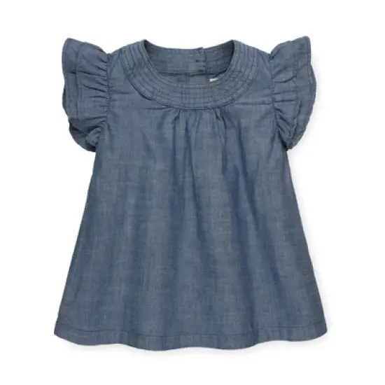 Hope & Henry Girls' Flutter Sleeve Chambray Top, Infant image {4}