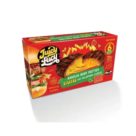 Juicy Lucy Angus Beef Burger Patties Stuffed with Jalapeno Cheese - Frozen - 32oz/6ct image {4}