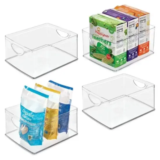 iDesign Stackable Pantry Storage Bin with Handles, Set of 4, Clear, Made in USA image {3}