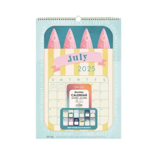 Blue Sky 12"x17" 2025-2026 Monthly Wall Calendar Tinned Assorted image {2}