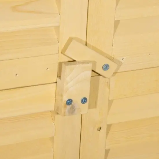 Outsunny 3' x 5' Wooden Garden Storage Shed, Sheds & Outdoor Storage with Asphalt Roof & 2 Large Wood Doors with Lock, Natural image {4}