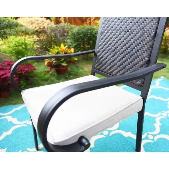 7pc Patio Dining Set with Table & Wicker Rattan Chairs - Captiva Designs image {13}