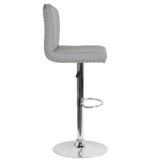 Flash Furniture Bellagio Contemporary Adjustable Height Crown Back Barstool with Accent Nail Trim image {7}