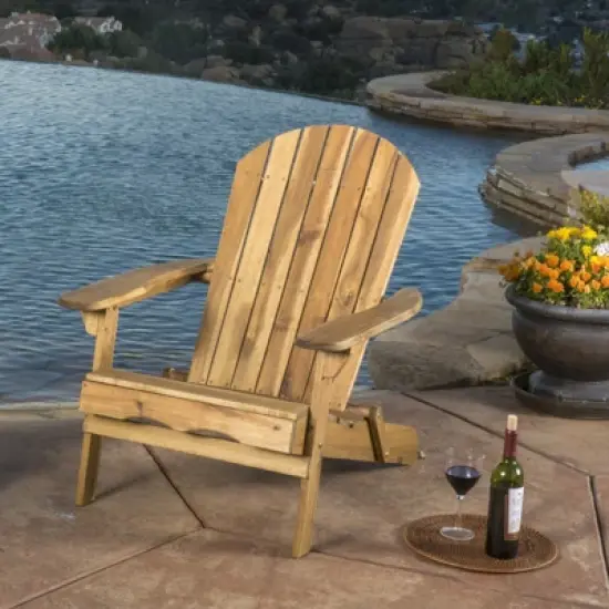 DSVIMOY Adirondack Chair, Folding Outdoor Chair with Extendable leg Rest, Patio Lawn Chair for Outside Garden Backyard, Brown, 60"*29.72"*33.66" image {5}
