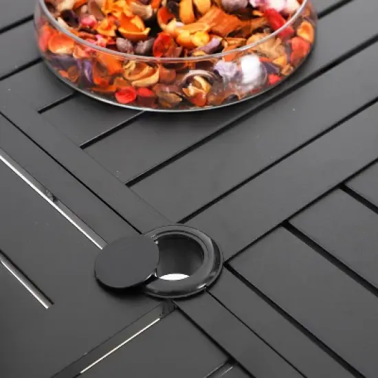 5pc Patio Dining Set with Round Table & Sling Seat Steel Frame Chairs - Captiva Designs image {4}