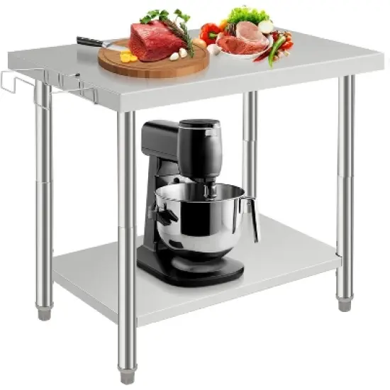Heavy Duty Stainless Steel Work Table, Adjustable Height Utility Table for Home, Garage, and Restaurant Use image {16}