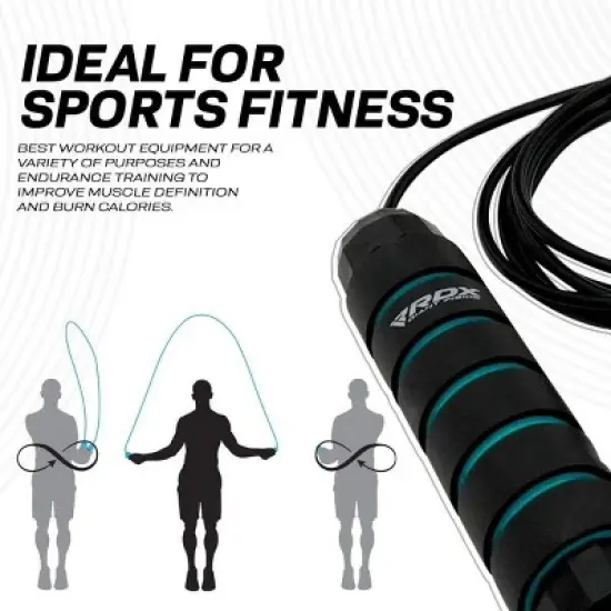 RDX Sports Skipping Rope with Soft Memory Foam Handles, 10.3FT Adjustable Tangle-Free PVC Coated Steel Jump Cable, Fat Burning Yoga Fitness MMA image {4}