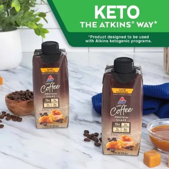 Atkins Meal Replacement Iced Coffee Protein Shake - Cafe Caramel image {9}