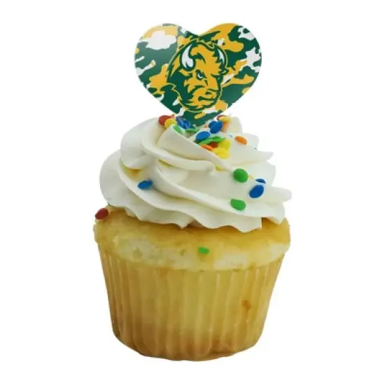 North Dakota State Camo Heart Love Cupcake Picks Toppers Decoration Set of 6 image {4}