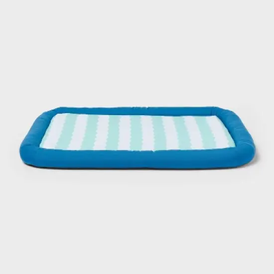 Cooling Mat Bolster Dog and Cat Bed - Sun Squad&trade; Blue/Green/White image {4}
