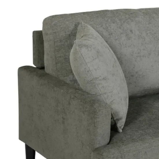 Malverne Contemporary 3 Seater Fabric Sofa with Accent Pillows Gray/Dark Brown - Christopher Knight Home image {6}