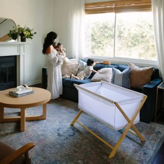 BreathableBaby Breathable Mesh Portable Sleeper, Beech & White, From Bedside to Travel image {6}