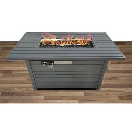 Living Source International 25'' H x 42'' W Steel Outdoor Fire Pit Table with Lid (Gray) image {5}