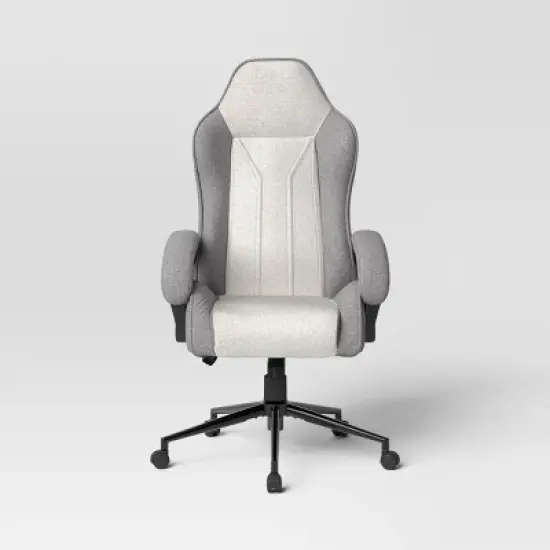 Swivel Dorm Gaming Chair Gray - Room Essentials&trade;: Upholstered Computer Desk Chair, Adjustable, Fixed Arms image {2}