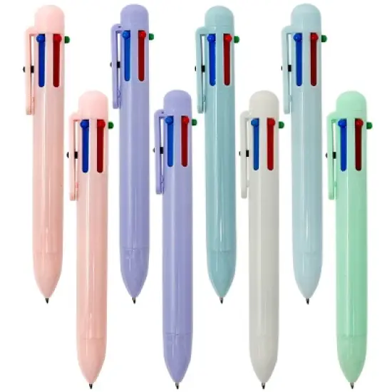 Wrapables Multi-Color 6-in-1 Retractable Ballpoint Pens for School, Office, Stationery (Set of 8), Pastel image {6}