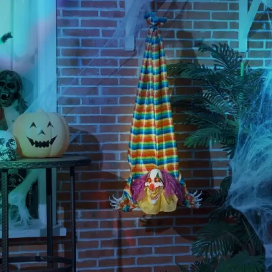 HOMCOM Hanging Clown Corpse Outdoor Halloween Decoration with Sound Activated Light Up Eyes & Sound Effects, Animated Prop for Party image {4}