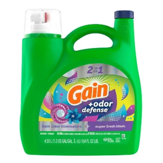 Gain + Odor Defense Super Fresh Blast Scent HE Compatible Liquid Laundry Detergent image {10}