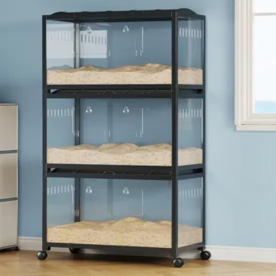 38" Metal Large Rat Cage Stackable with Top Access,Ventilated Pet Mouse Cages with Front Door,Portable Hamster House for Rats, Guinea Pigs image {6}