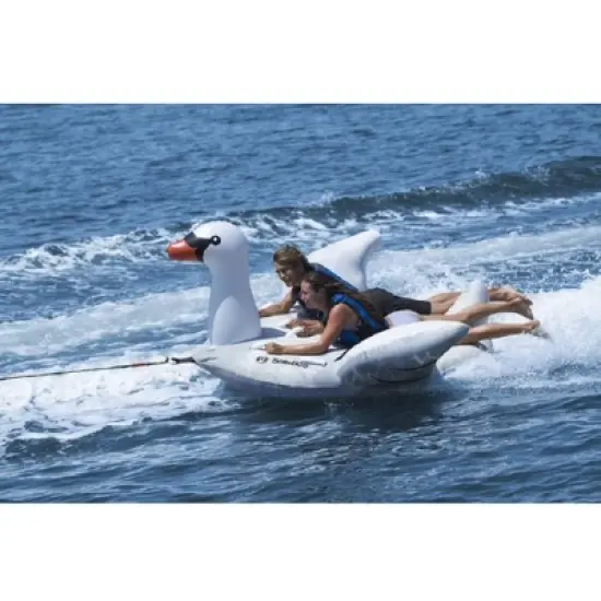 Swim Central Inflatable Lay-on Swan Towable Float, 84-Inch image {4}